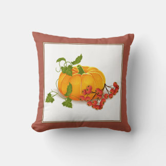 Almofada Pumpkin e bagas terracotta caem Ação de Graças