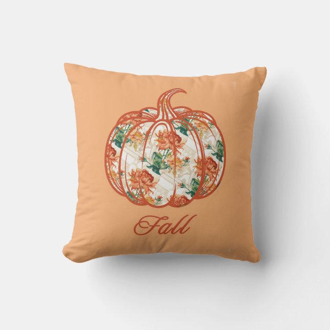Almofada Pumpkin in a Chrysanthemum Pattern (Frente)
