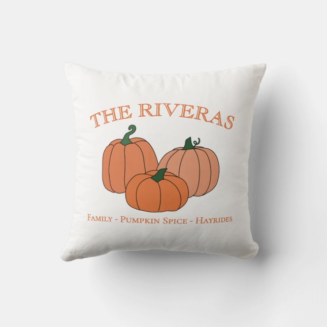 Almofada Pumpkin Logo Family Name Autumn Home Decor (Verso)