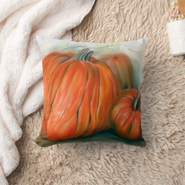 Almofada Pumpkin Patch Autumn Trio Pastel Art (Cobertor)