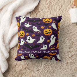 Almofada Pumpkin Pumpkin Boo Padrão de Halloween Roxo