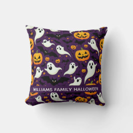Almofada Pumpkin Pumpkin Boo Padrão de Halloween Roxo