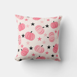 Almofada Pumpkin rosa e preto com estrelas Halloween e outo