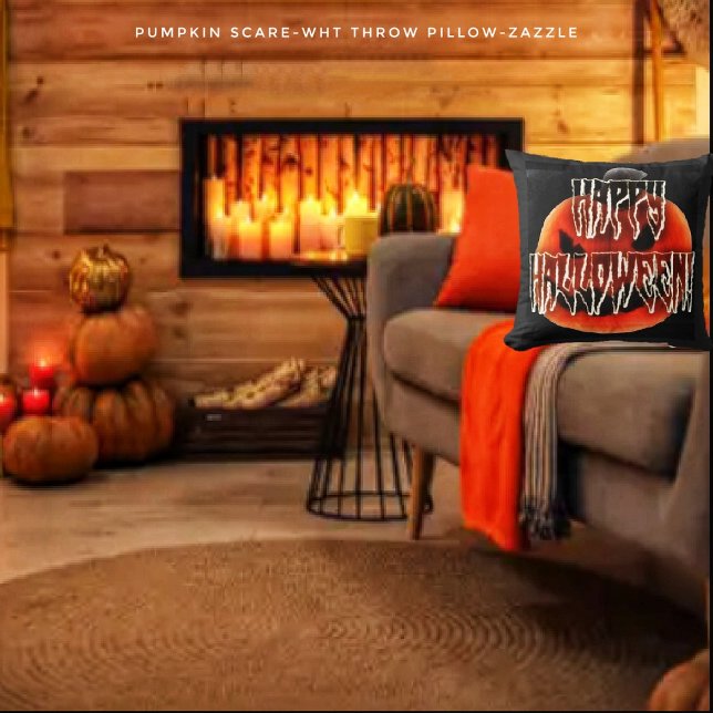 Almofada Pumpkin Scare-Wht (Criador carregado)
