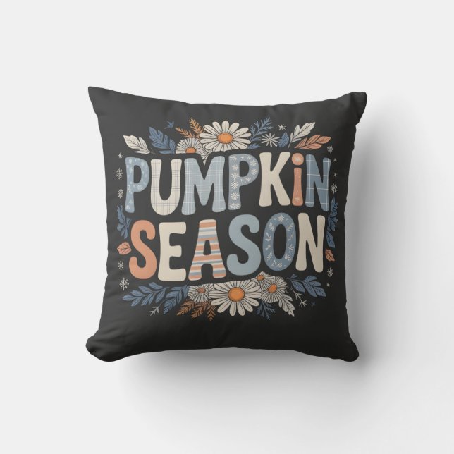 Almofada Pumpkin Season – Blue Floral Retro Coussin (Frente)