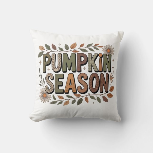 Almofada Pumpkin Season – Earthy Leaves Coussin  (Frente)