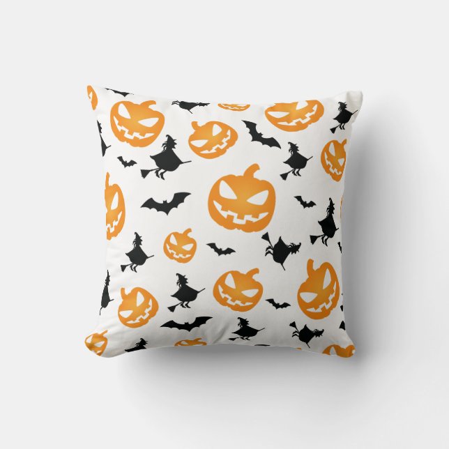 Almofada Pumpkin Sem Costura de Spookie Orange Halloween (Frente)