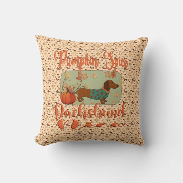 Almofada Pumpkin Spice Dachshund Nice (Frente)