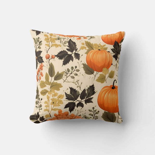 Almofada Pumpkins e Autumn Blooms (Frente)