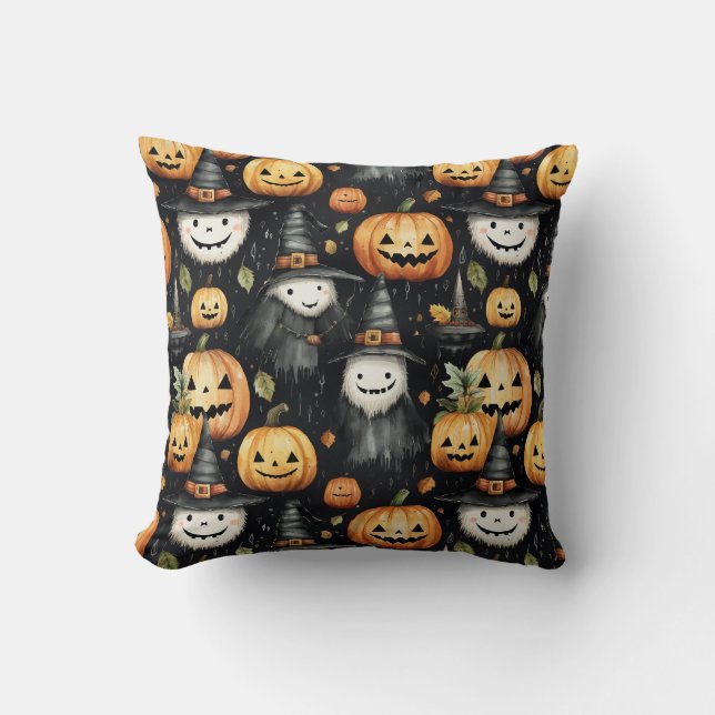 Almofada Pumpkins e Monstros Halloween (Frente)