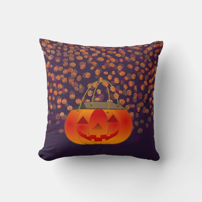 Almofada Pumpkins Laranja e Travesseiro decorativo Púrpura (Frente)