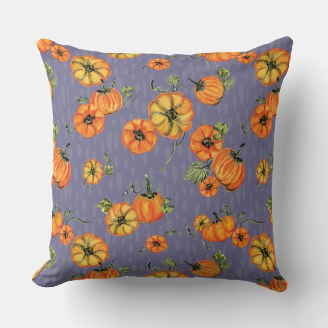 Almofada Pumpkins Laranja/Púrpura (Frente)