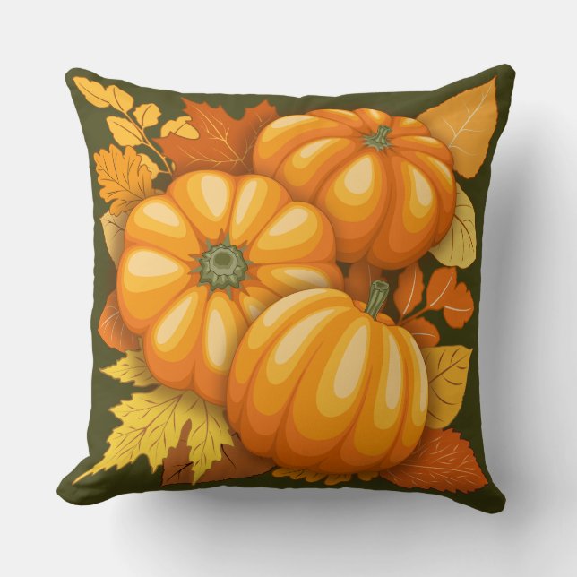 Almofada Pumpkins Patterno do Halloween em Fall Season (Frente)