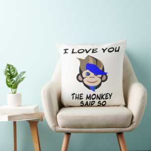Almofada Punk Monkey, eu te amo, o macaco disse isso