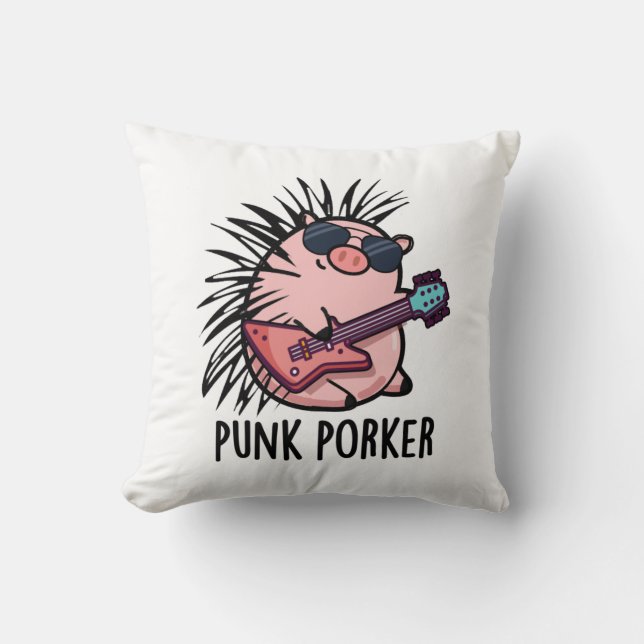 Almofada Punk Porker Funny Punk Rocker Pun (Frente)