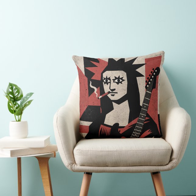 Almofada Punk Rock Mona Lisa Guitar Art (Cadeira)