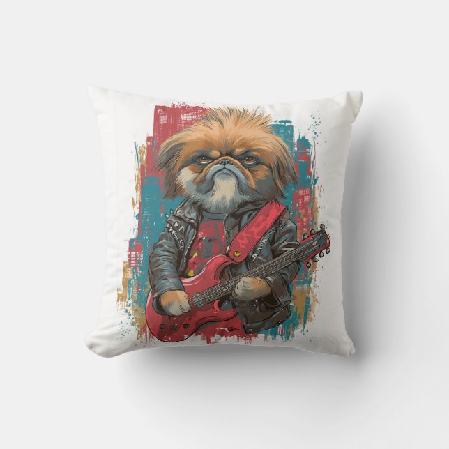 Almofada Punk Rock Pekingese ï¿½ Cão Rebelde (Frente)