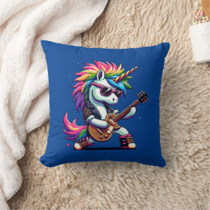 Almofada Punk Rock Unicorn Colorful Pixel Art Guitar Design