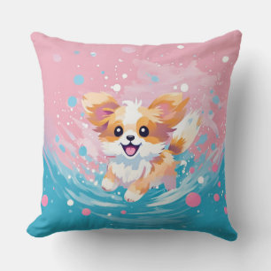 Almofada Pup de Papillon Reproduzido: Lixo de Rosa e Azul