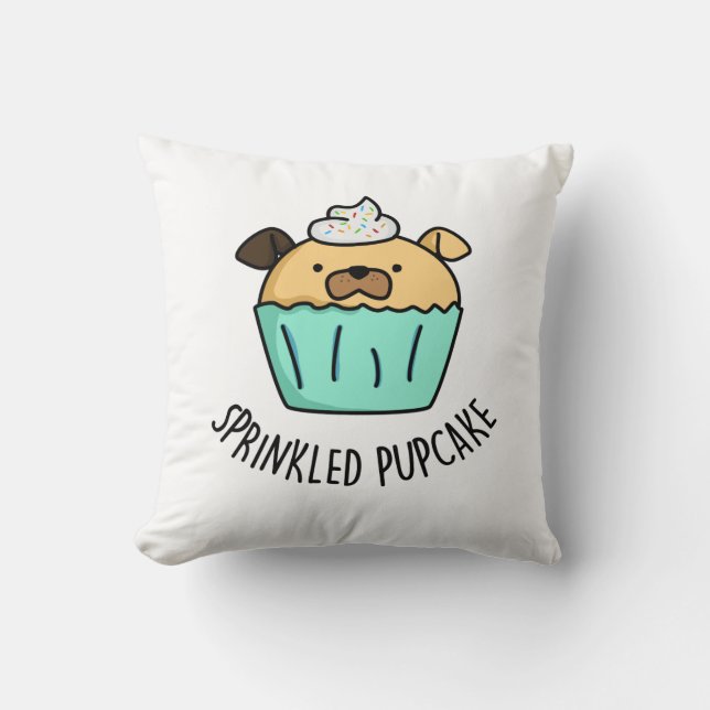 Almofada Pupcake em sprinkle Puppy Cupcake Pun (Frente)
