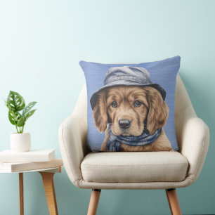 ALMOFADA PUPPER ESPANHÓIS DE COCKER ADORÁVEL COM CHAPA AZUL