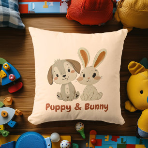 Almofada Puppy & Bunny Decoração de Amigos Animais Fofos