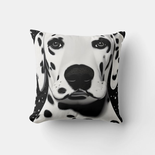 Almofada Puppy Dalmaciano, Retro-Cónico Branco e Negro (Frente)