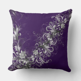 Almofada Purple and Silver Elegance Throw Pillow