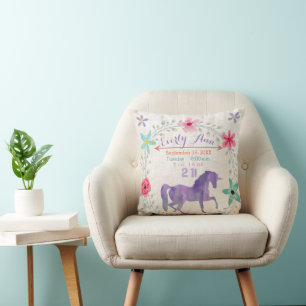 Almofada Purple Birds Stats Girl Magical Creatures Unicorn