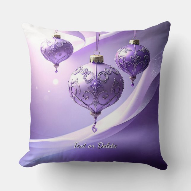 Almofada Purple Christmas Ball Holiday Throw Pillow (Frente)