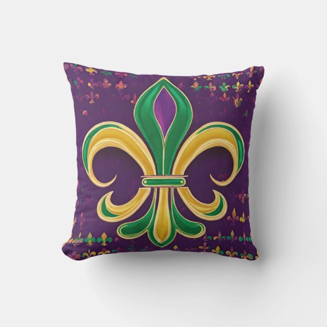 Almofada Purple Fleur de Lis Mardi Gras (Frente)