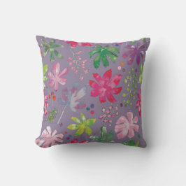Almofada Purple Floral Pattern Pillow – Pink & Green Garden