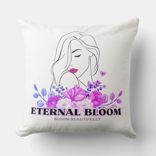Almofada Purple Floral Throw Pillow Cover (Frente)