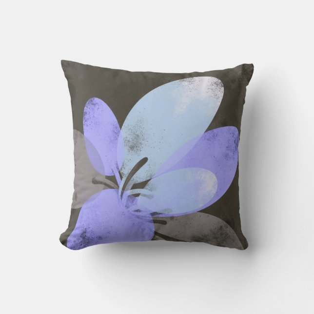Almofada Purple Flower Accent Pillow – Modern Floral Art Cu (Frente)