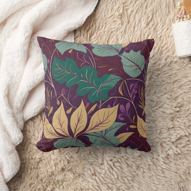 Almofada Purple Graceful Modern Leaf Print (Cobertor)