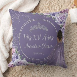Almofada Purple Lilac Floral Princesa Quinceañera Keepsaame