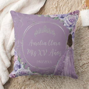 Almofada Purple Lilac Floral Princesa Quinceañera Keepsaame