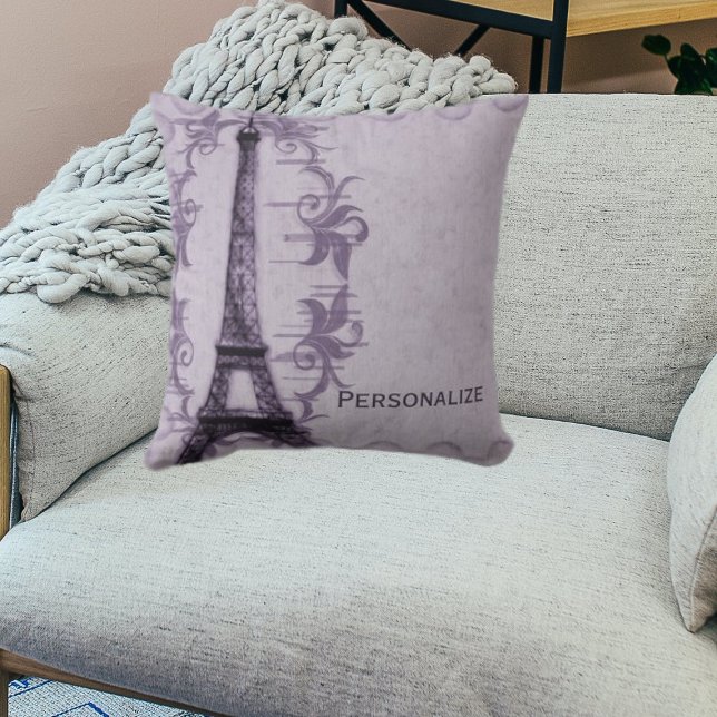 Almofada Purple Paris Grunge (Lavender Paris Grunge Throw Pillow)