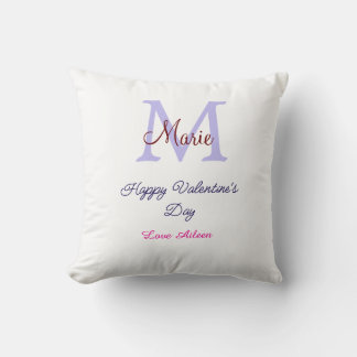 Almofada Purple pastel happy Valentine's day pink monogram 