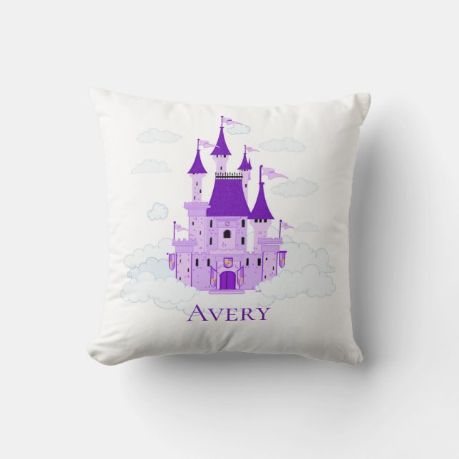 Almofada Purple Princess Castle Personalizado Girly (Frente)