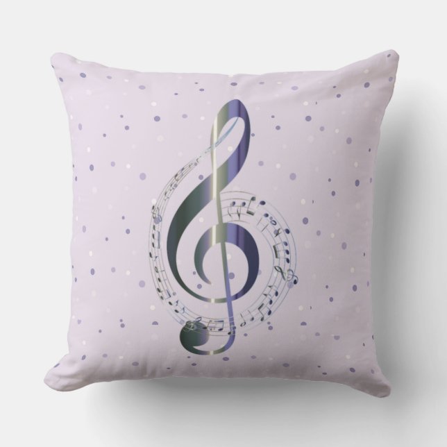 Almofada Púrpura Bolinhas Treble Clef Music (Frente)