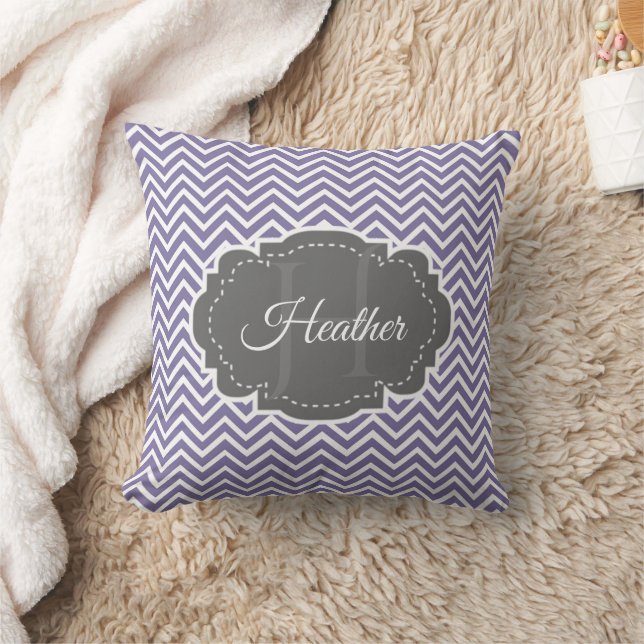 Almofada Púrpura Chevron Personalizada (Cobertor)