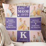 Almofada Púrpura de Colagem de Fotos Personalizada MOM Chic<br><div class="desc">Apresentando o presente perfeito para o melhor MOM de todos os tempos - um travesseiro personalizado de colagem fotográfica! Este na moda e travesseiro moderno apresentam espaço para 5 imagens especiais, criando um dom único e sentimental que qualquer mãe adoraria. Com os espaços para adicionar uma inicial e um nome...</div>