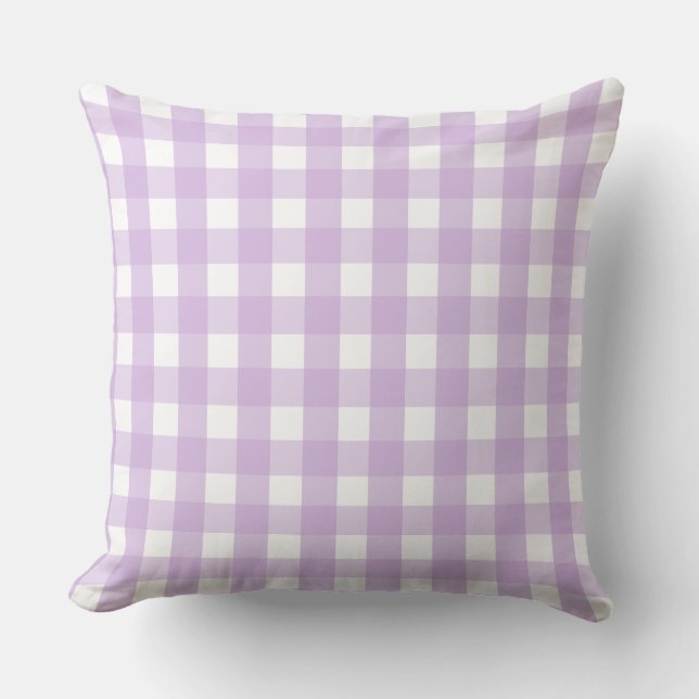 Almofada Púrpura de Gingham Pastel (Frente)