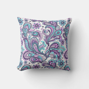 Almofada Púrpura e Blue Paisley