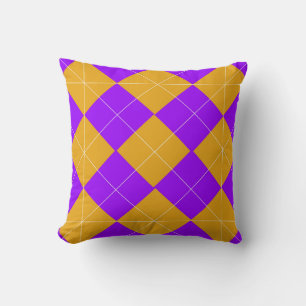 Almofada Púrpura e Laranja Argyle