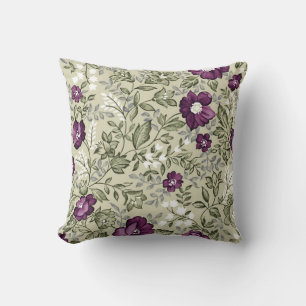 Almofada Púrpura e Sage Green Leaf Pattern Vintage Country