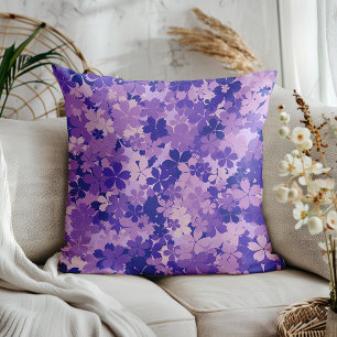 Almofada Púrpura Floral Elegante Violeta Padrão de Flor