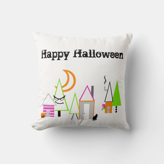 Almofada púrpura laranja-negra personalizada da aldeia de h (Frente)