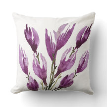 Púrpura Magnolia Floral Aquarela